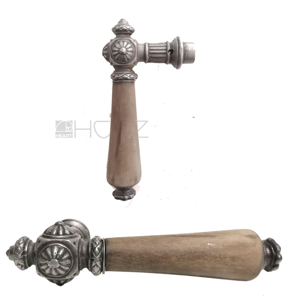 Türklinke antik Gusseisen Horn klassizistisch Türdrücker alt 17.3 mm 9er Vk