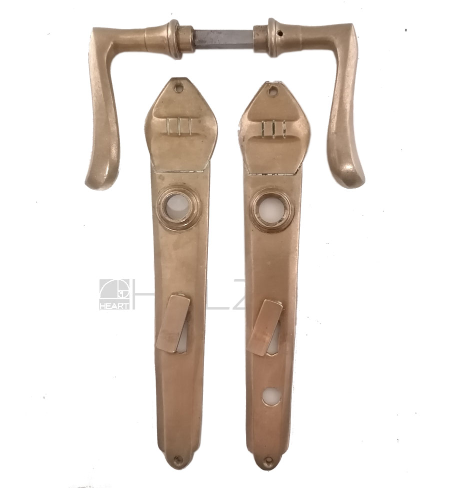 Nachtriegel antik alt Messing Verriegelung Türdrücker Jugendstil BAuhaus