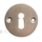 Bauhaus Schlüsselrosette alt Messing vernickelt Tür Schlüsselschild 45 mm