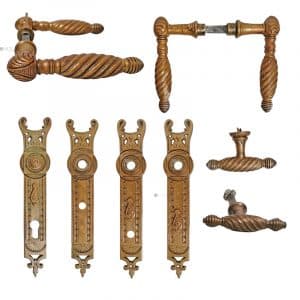 Türdrücker antik prächtig Langschild alt Perle Garnitur