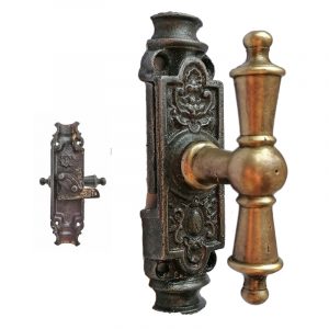 Basküle Fenstergetriebe antik Muschel alt Fensterolive Kugel Messing Reiber links