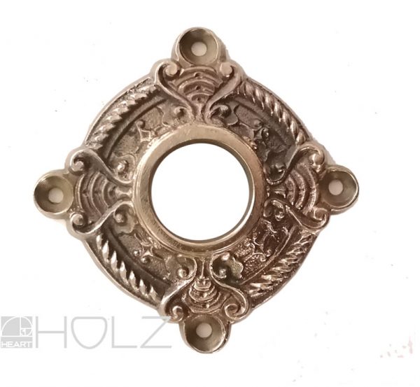 Prächtige Drückerrosette antik Messing Kordel Türdrücker alt 18.7 mm