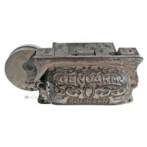 Türklingel antik Solingen Hausklingel Türgriff Gusseisen vernickelt Gendarm