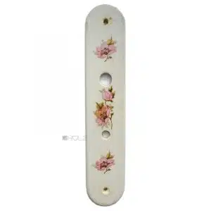 Langschild Porzellan weiß alt floral Frankreich Tür Griffplatte 14.5mm 68