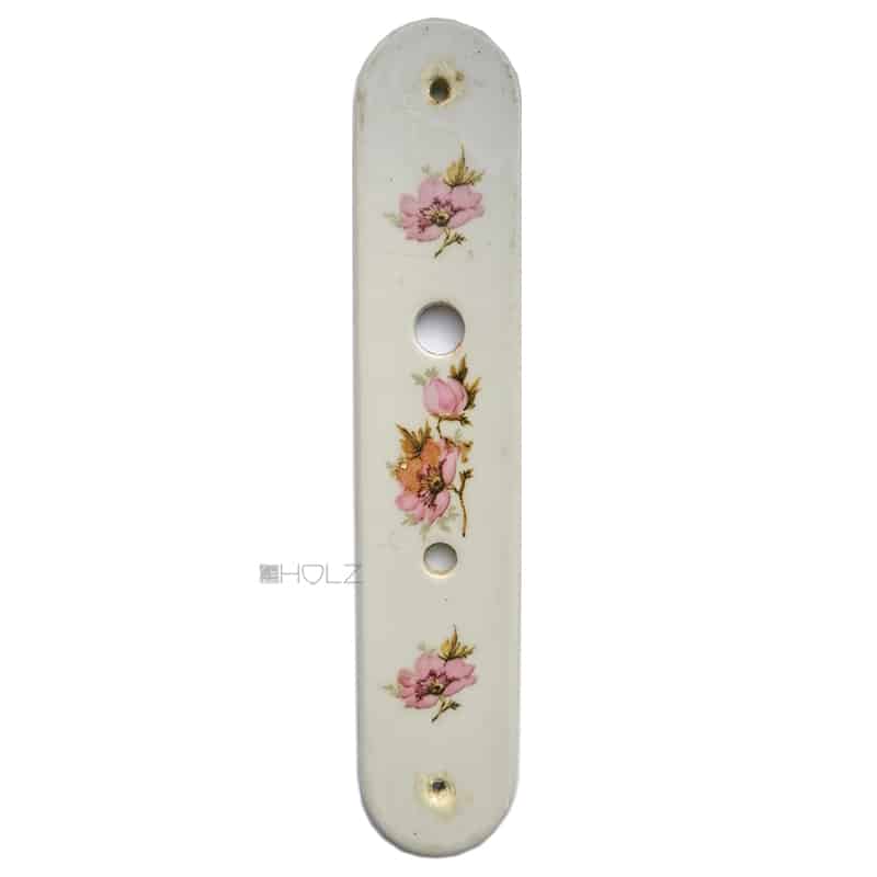 Langschild Porzellan weiß alt floral Frankreich Tür Griffplatte 14.5mm 68