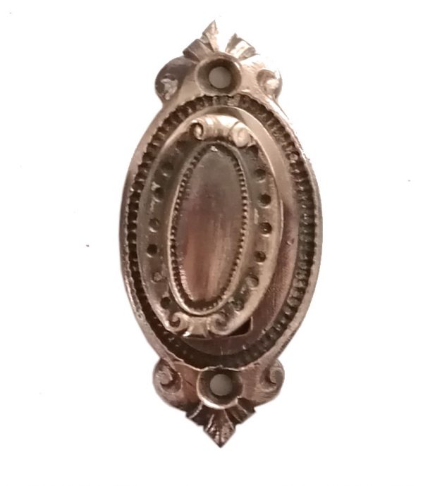 Schlüsselrosette antik Messing Barock alt Schlüsselschild oval