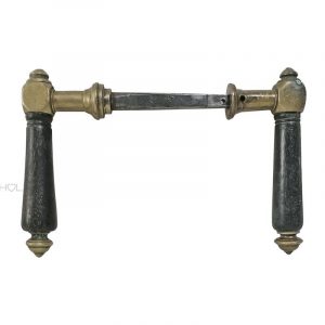 Türdrücker Kastenschloss antik Würfel Ebenholz Gelbguss alt 9er Vk