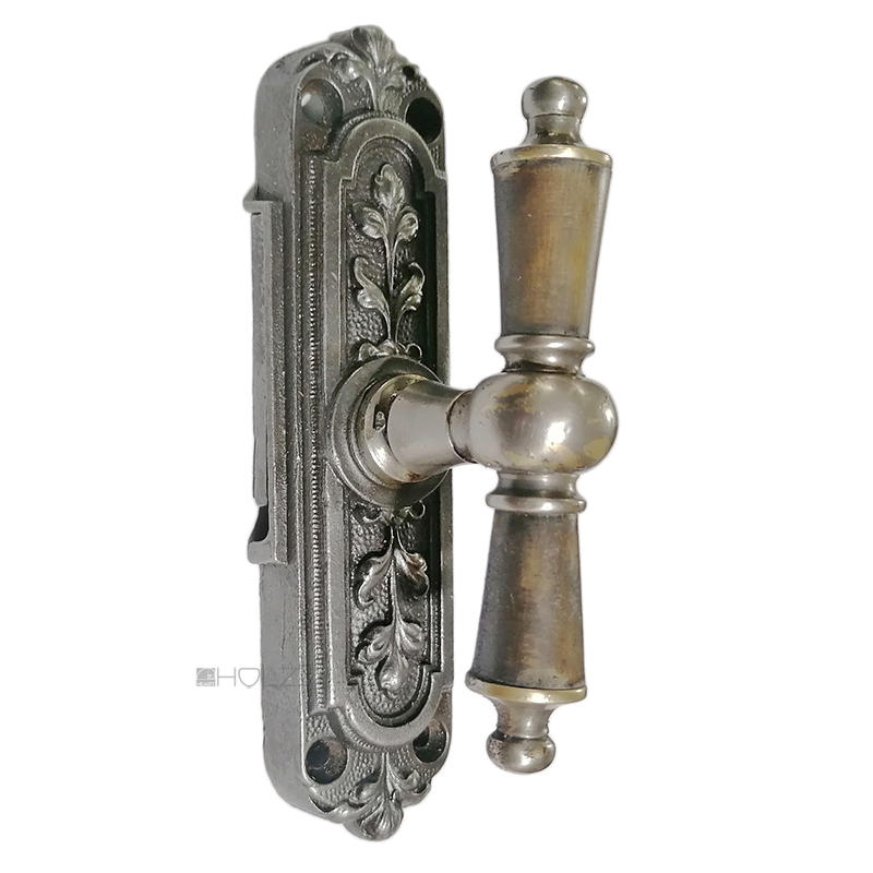 Basküle Fenstergetriebe antik groß alt Rankwerk Kugel vernickelt Reiber links