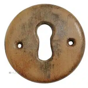 Großes Tür Schlüsselschild Holz gedrechselt Schlüsselrosette alt 65mm