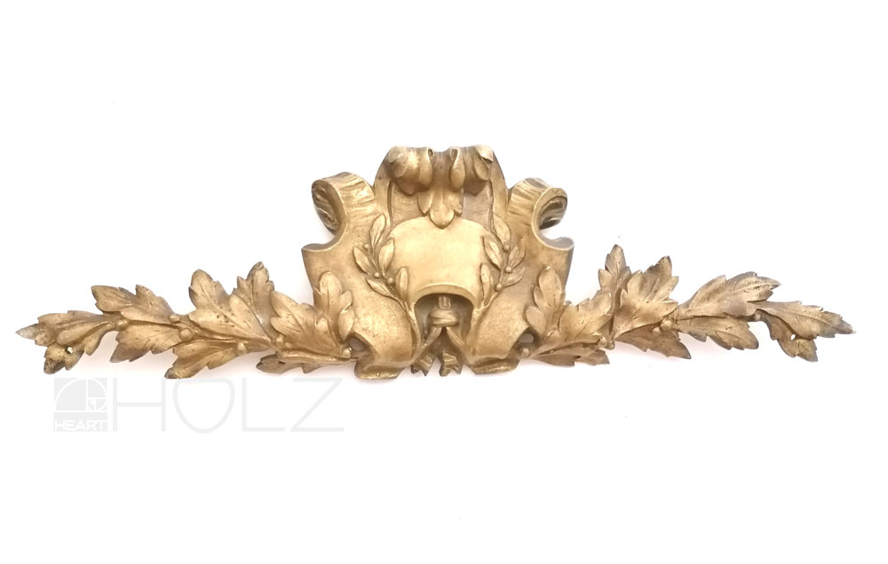 Bronze Beschlag antik feuervergoldet Lorbeer Supraporte Möbel alt 35cm