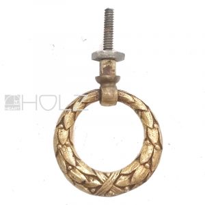 Ringgriff antik Bronze Lorbeer Kranz feuervergoldet Schubladengriff alt