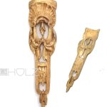 Bronze feuervergoldet Möbel Beschlag Muschel Lorbeer antik Applikation alt 24cm