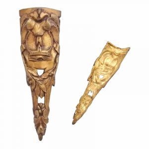 Bronze feuervergoldet Möbel Beschlag Lorbeer Akanthus antik alt 20cm