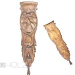 Bronze feuervergoldet Akanthus Beschlag antik Blattwerk Applikation alt 19cm