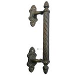 Tür Stoßgriff antik gewunden Zapfen Messing Patina 24.5cm