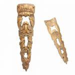 Bronze feuervergoldet Möbel Beschlag Weinrebe antik Applikation alt 14cm