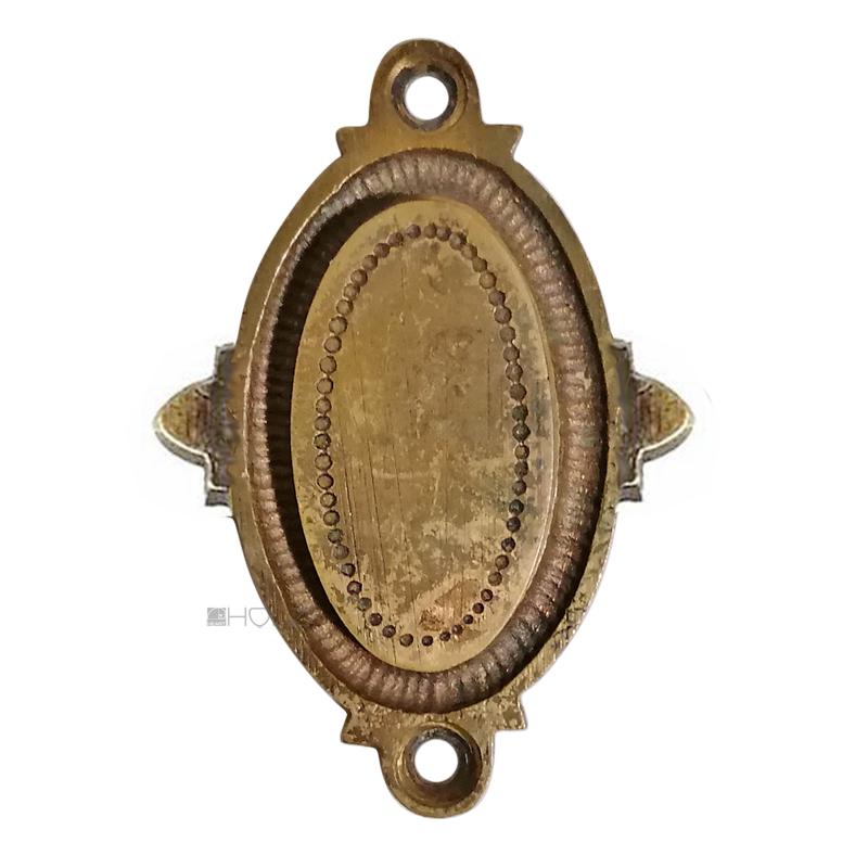 Schlüsselrosette antik Messing alt Schlüsselschild oval Perle