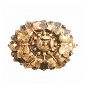 Bronze Möbelbeschlag antik Efeu Blattwerk feuervergoldet 61 mm