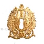 Schlüsselschild Bronze feuervergoldet Möbel Beschlag antik 7 cm