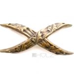 Bronze feuervergoldet Möbel Rundbeschlag Kreuz antik alt 46 mm