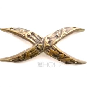 Bronze feuervergoldet Möbel Rundbeschlag Kreuz antik alt 46 mm