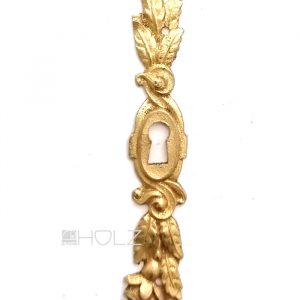Bronze Schlüsselschild feuervergoldet Tür Möbel Beschlag Blattwerk antik 12 cm