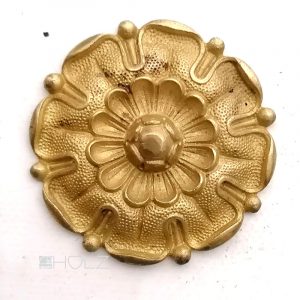 Bronze Rosette antik feuervergoldet Seerose Möbelbeschlag Raffhalter etc. alt 6cm