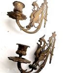 Bronze Kerzenhalter Klavier antik Drachen Greif Fabelwesen alt