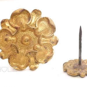 Bronze Aufsteck Rosette antik feuervergoldet Seerose Zierrosette Kranz alt 4.7 cm