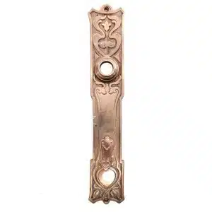 Langschild Jugendstil alt floral antik Lilie Nachtriegel 18.6mm 78 mm