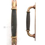 Stoßgriff Jugendstil massiv antik alt Türgriff Messing Ebenholz 26cm II