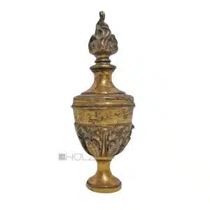 Möbel antik Aufsatz alt schwer Bronze feuervergoldet Zierkopf 16 cm