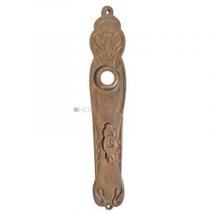 Jugendstil Langschild alt floral Türdrücker 45x250-16.2x76