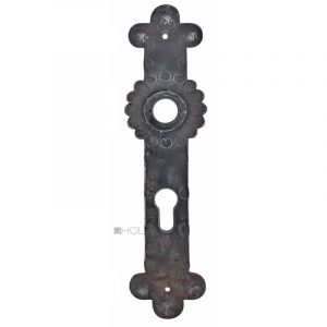 Langschild Tür antik Eisen Blüte Türdrücker 20mm 90 PZ