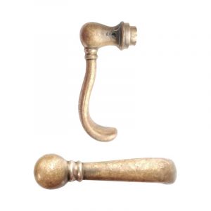 Jugendstil Türdrücker antik Messing Haken Türgriff alt 16.6 mm 8er Vk