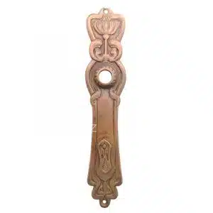 Langschild Jugendstil antik alt Mohn Türdrücker Klinke 17mm 104
