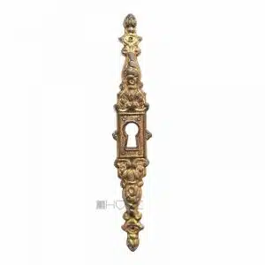 Bronze Schlüsselschild feuervergoldet Tür Möbel Beschlag Barock antik alt 14 cm