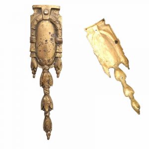 Empire Bronzebeschlag feuervergoldet Möbel Beschlag antik Lorbeer alt 18cm