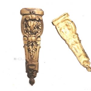 Bronze feuervergoldet Möbel Beschlag antik Blattwerk Lorbeer Applikation 18cm