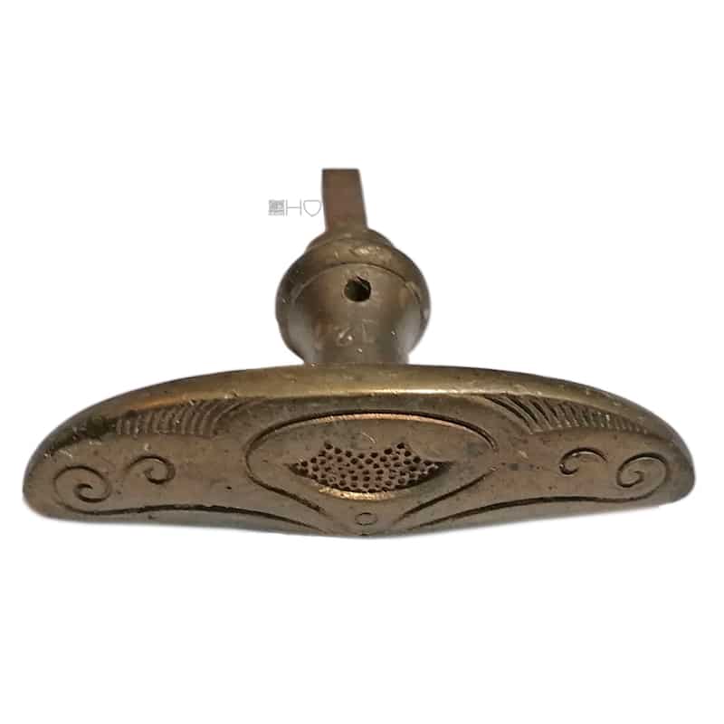 Fensterolive Jugendstil alt halbrund Messing Fenstergriff 87mm