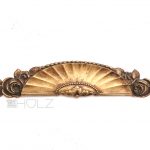 Bronze Beschlag antik feuervergoldet Rosen Blüte Blattwerk Supraporte Möbel alt 34 cm