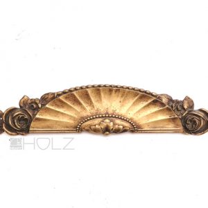 Bronze Beschlag antik feuervergoldet Rosen Blüte Blattwerk Supraporte Möbel alt 34 cm