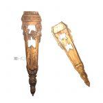 Bronzebeschlag feuervergoldet Möbel Beschlag antik Blattwerk alt 24cm