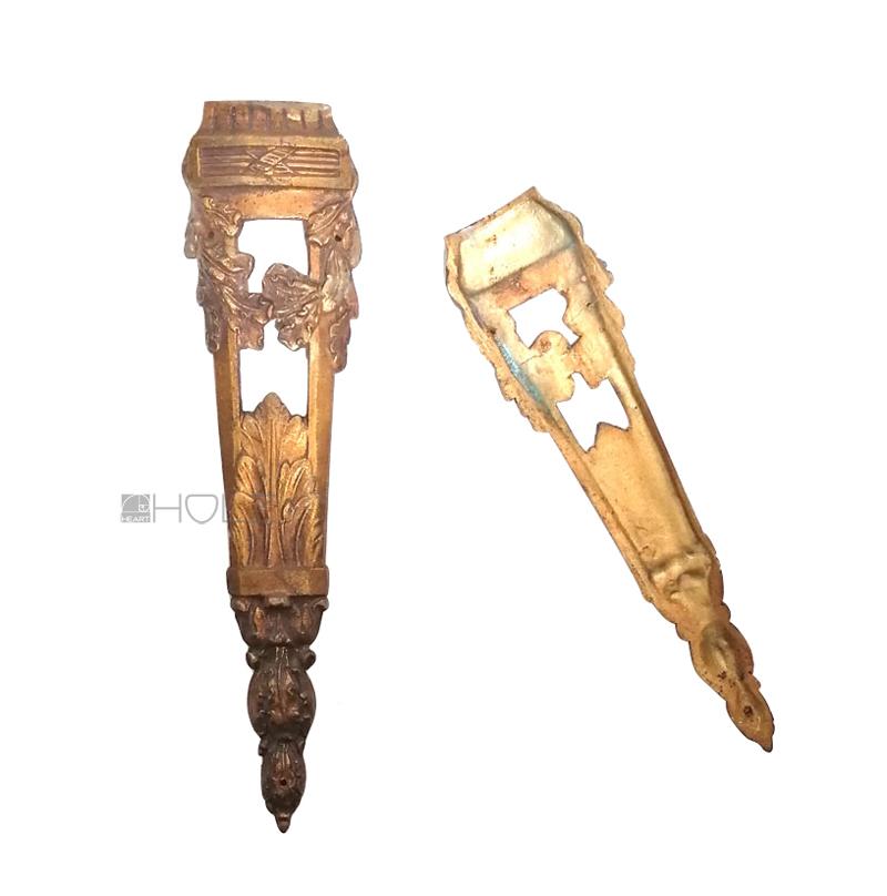 Bronzebeschlag feuervergoldet Möbel Beschlag antik Blattwerk alt 24cm