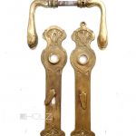 Jugendstil Türdrücker Garnitur antik Türklinken floral alt 9er Vk 87 mm