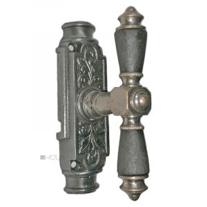 Basküle Fenstergetriebe antik floral alt Fensterolive Würfel vernickelt Zunge links