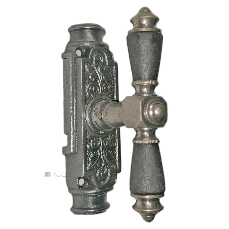 Basküle Fenstergetriebe antik floral alt Fensterolive Würfel vernickelt Zunge links
