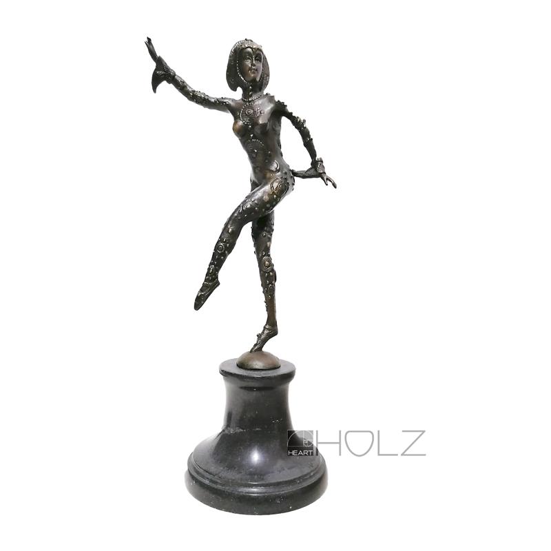 Bronzefigur Harlekin Chiparus Tänzerin Frankreich auf Marmor 25 cm