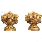 Bronze Möbel Beschlag 2er Set Aufsatz Rosen Bouquet antik alt 7 cm