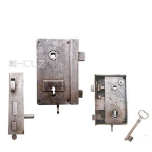 Kastenschloss antik Tür links Stahl alt mit Schlüssel 53 mm 9er Vk